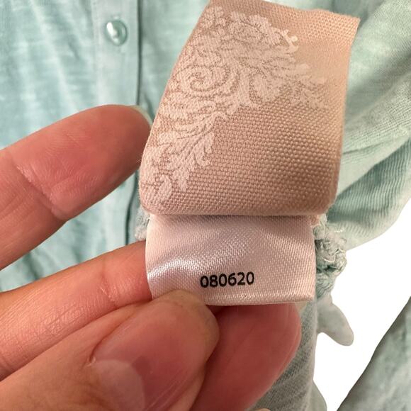 Soft Surroundings Aqua Long Sleeve Button Down Pocket Front Woven Tunic Sz XS - Picture 6 of 8